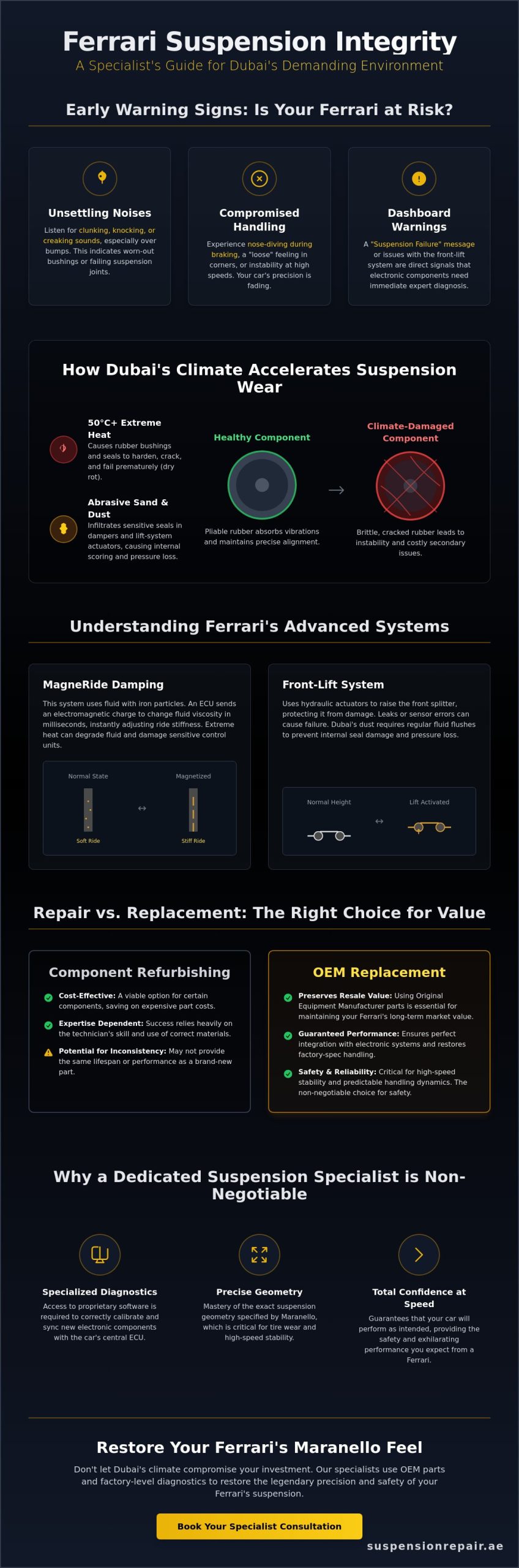 Ferrari Suspension Repair Dubai: Precision Engineering for Maranello’s Finest