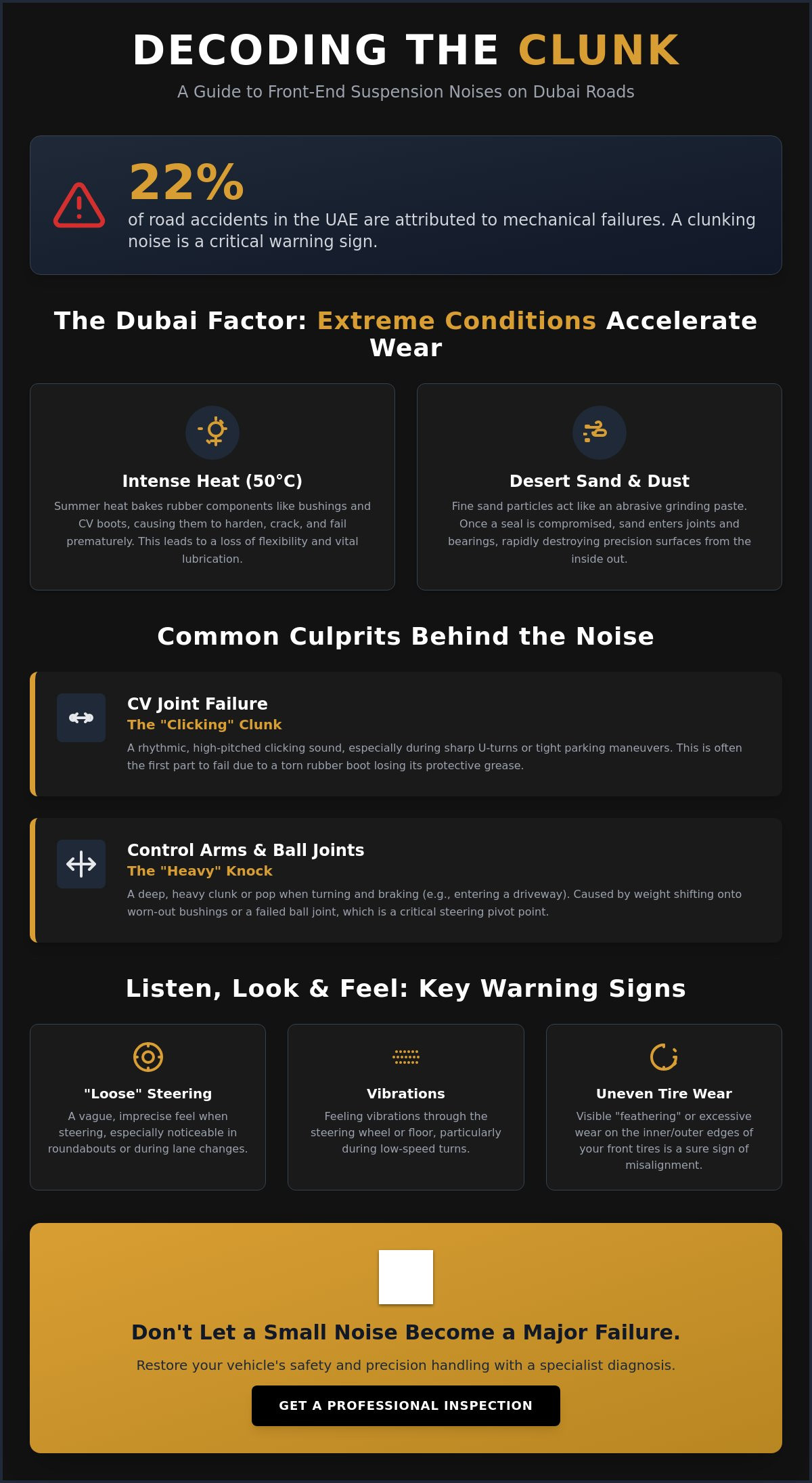 Clunking Noise from Front Wheel When Turning in Dubai: Diagnosis & Repair Guide