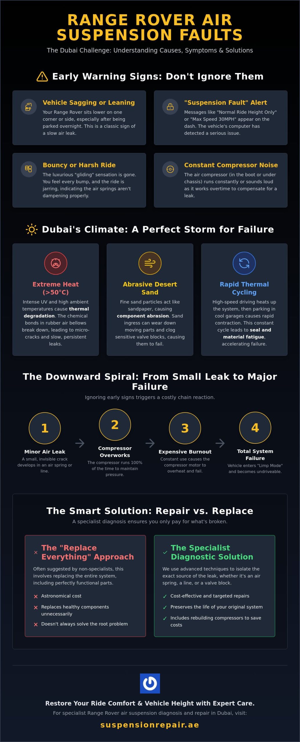 Range Rover Air Suspension Problems in Dubai: A Specialist’s Diagnostic Guide