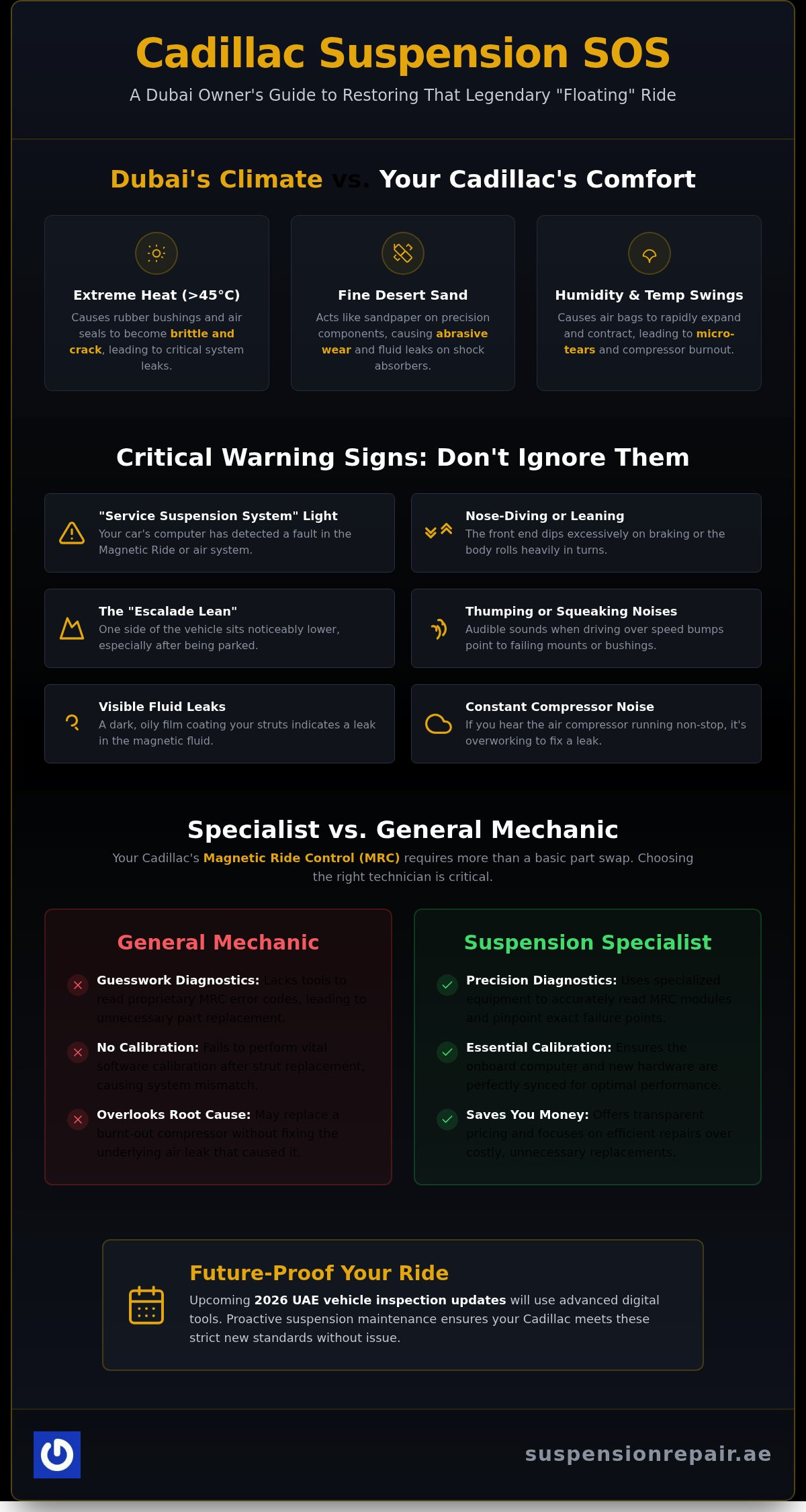 Cadillac Suspension Repair Dubai: Specialist Care for Magnetic Ride & Air Systems