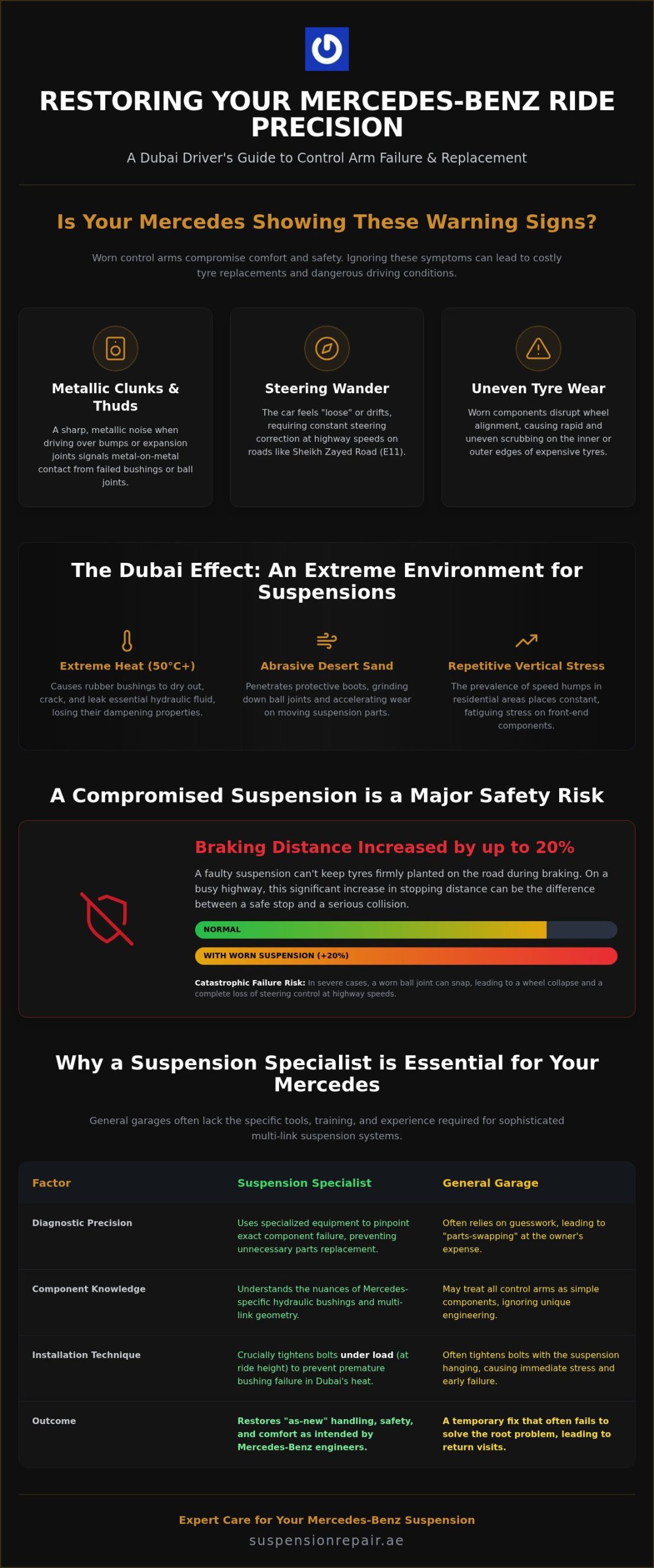 Mercedes Control Arm Replacement Dubai: Specialist Suspension Restoration 2026