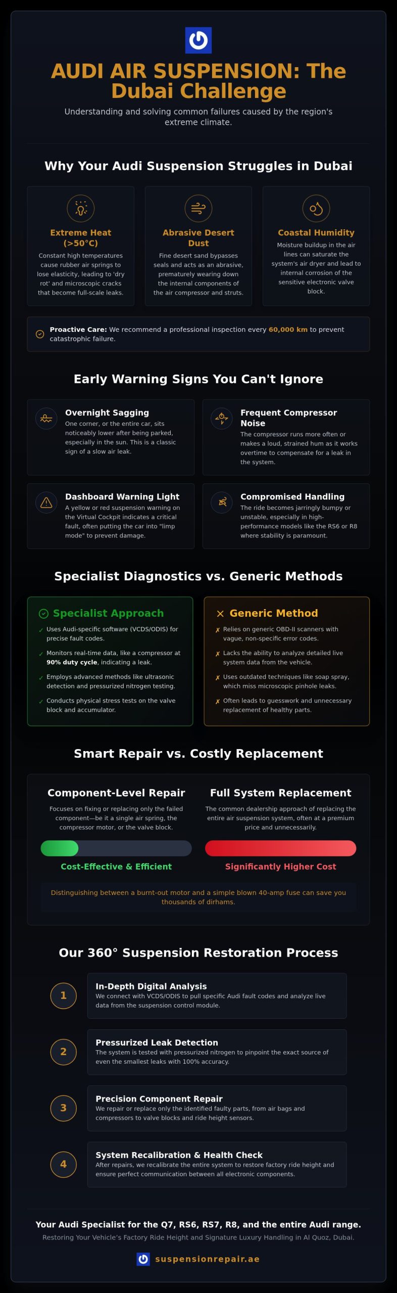Audi Air Suspension Repair Dubai: Specialist Solutions for Luxury Ride Quality